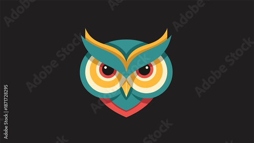 Colorful owl illustration with intricate details and vibrant hues, perfect for design.