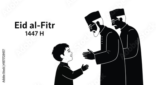 Eid al-Fitr celebration with men and child