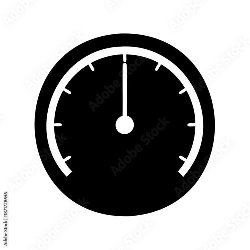 A minimalist speedometer or gauge illustration with a black and white design