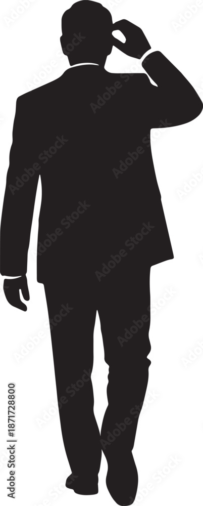 Fototapeta premium 30 Black Solid Silhouettes: Walking Away Looking Back