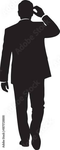 30 Black Solid Silhouettes: Walking Away Looking Back