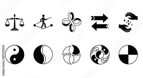 Black and white symbolic icons set.