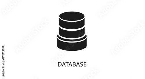 Black database storage cylinder icon.