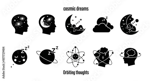 Black silhouettes of human heads and space.