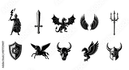 Collection of mythical and legendary icons.