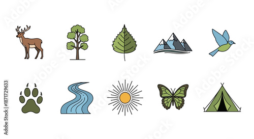 Collection of nature icons and symbols.