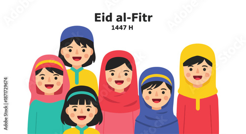 Wallpaper Mural Eid al-Fitr celebration with children in colorful hijabs Torontodigital.ca