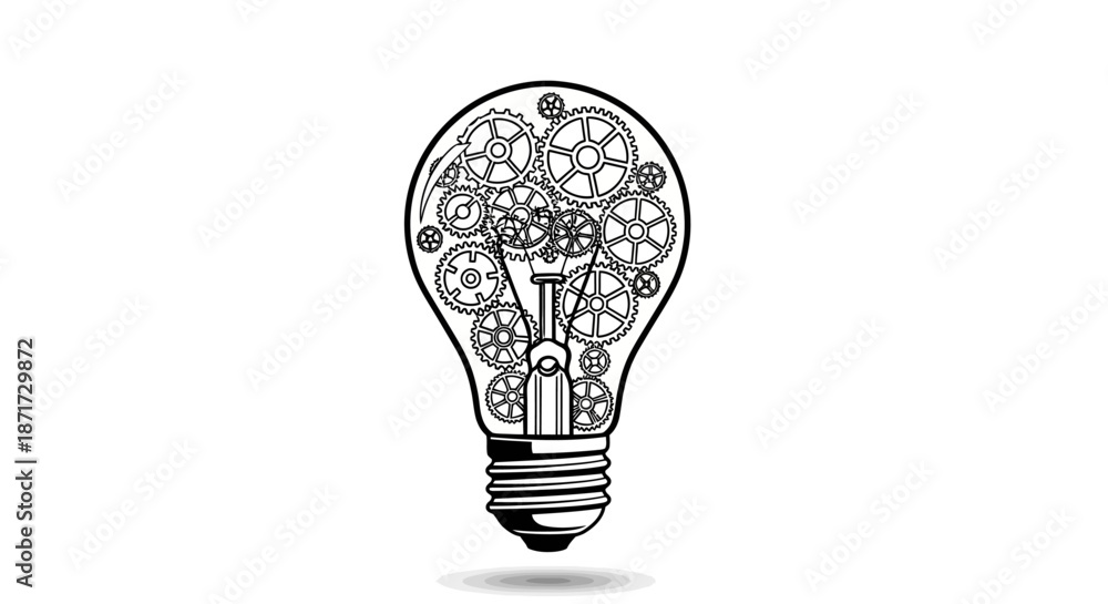 Obraz premium Light Bulb With Gears Inside Bulb.