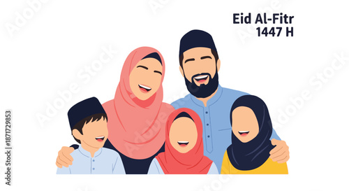 Muslim family celebrating Eid Al-Fitr together