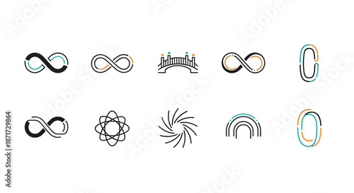 Infinity symbols and mathematical signs.