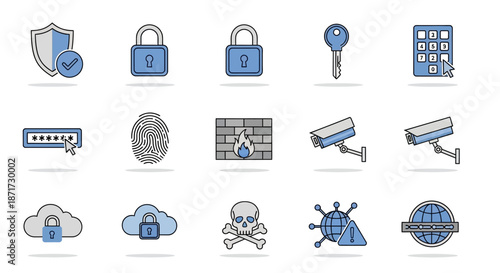 Security icons and symbols collection.