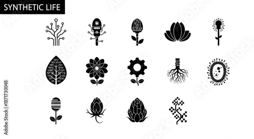Synthetic Life Plant Icons Set.