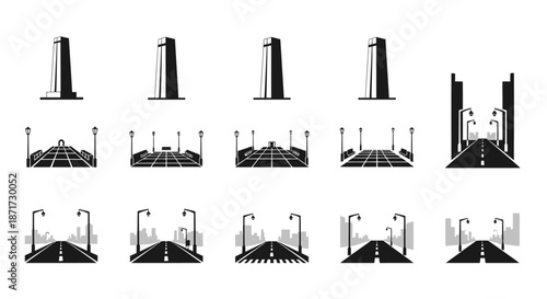 Variety of bridge silhouettes and structures.