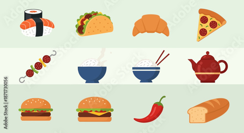 Variety of fast food items displayed.