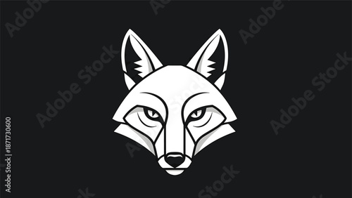 Elegant white fox head logo design on a dark background, minimalist style.