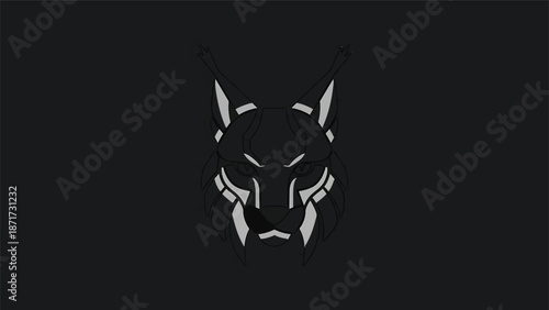 Minimalist wolf head design with sharp features and intense gaze, perfect for branding.