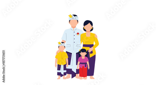 Balinese family portrait in traditional clothing