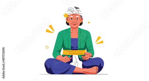 Elderly Balinese woman in traditional attire