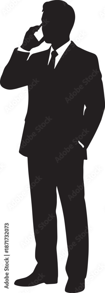 Fototapeta premium 30 Black Solid Silhouettes: Cellphone Conversation
