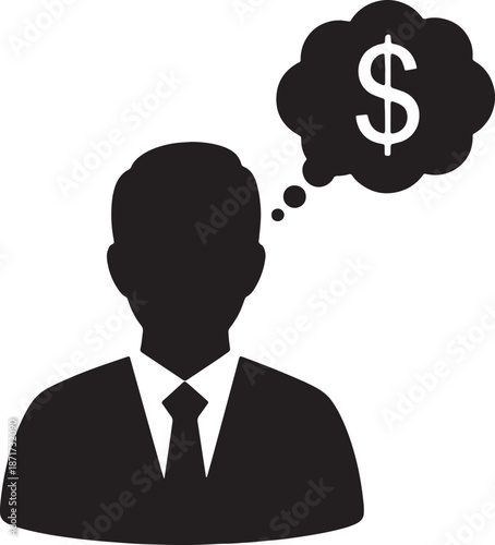 30 Black Solid Silhouettes: Thought Bubble Dollar