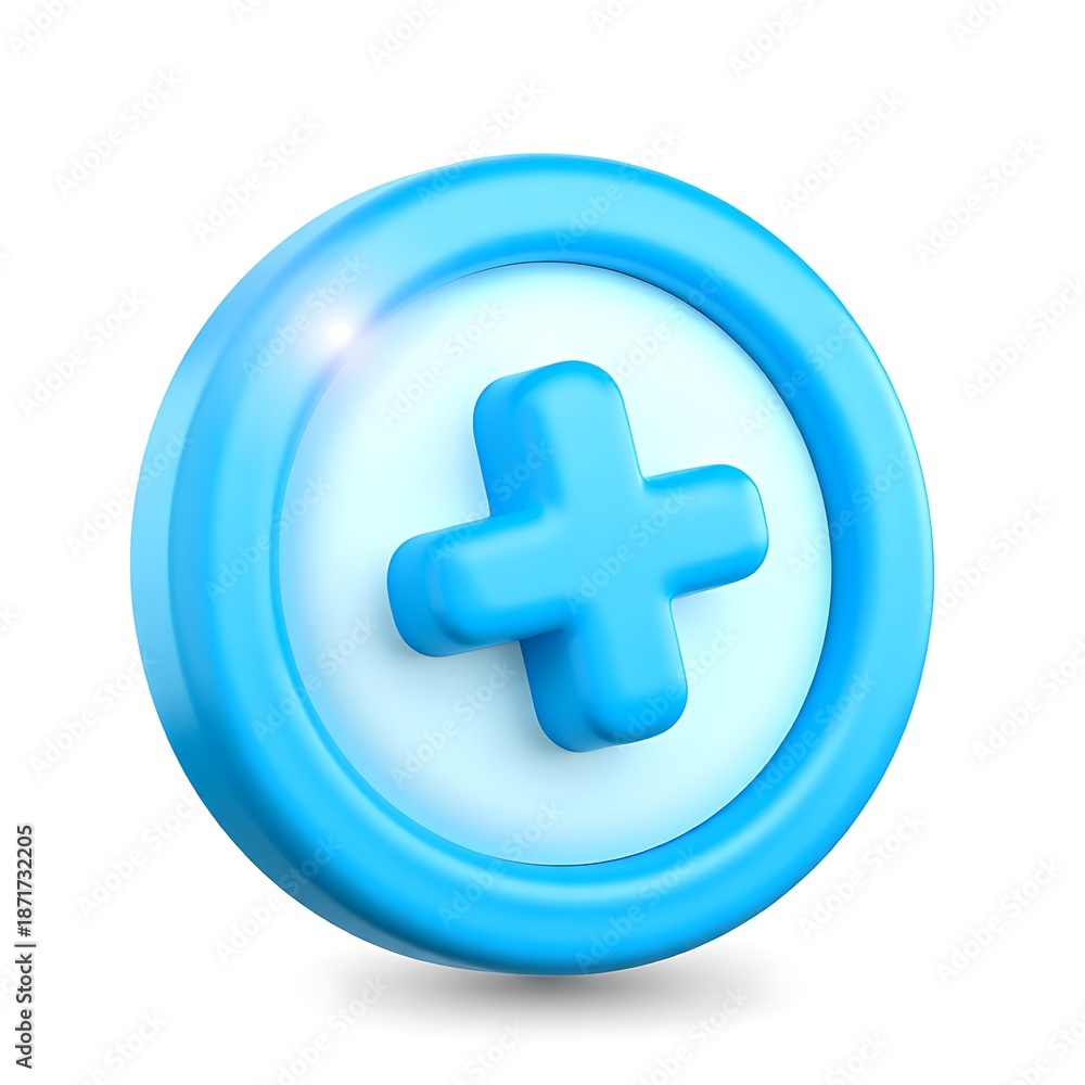 Fototapeta premium Blue circle with plus sign icon