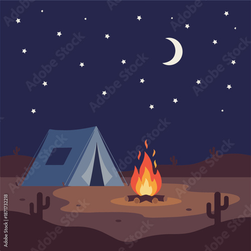 Desert Camping at Night
