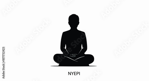 Meditating person silhouette with transparent background