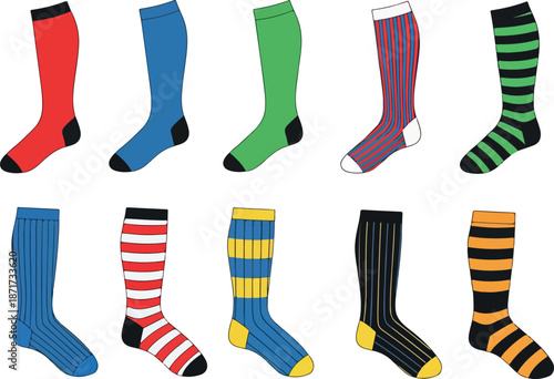 Colorful Collection of Knee-High Socks A Stylish and Versatile Wardrobe Addition