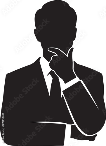 30 Black Solid Silhouettes: Reflective Thinker