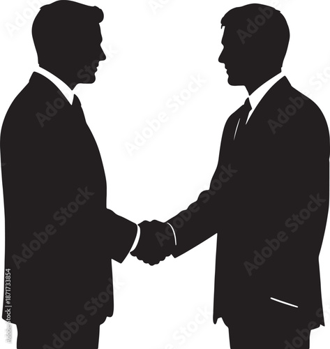 30 Black Solid Silhouettes: Business Handshake