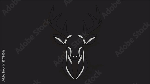Minimalist deer silhouette on black background, elegant and artistic design.
