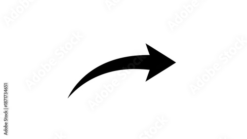 Simple black curved arrow sign pointing right for forward and share navigation buttons isolated PNG with Transparent Background