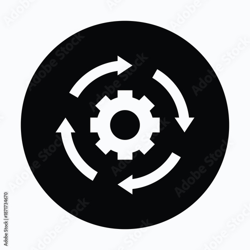 Process Icon Symbol For Your Web Site Design, App, UI. Simple Operations Icon. illustration On White Background, Black Glyph Circular Style Icon. 