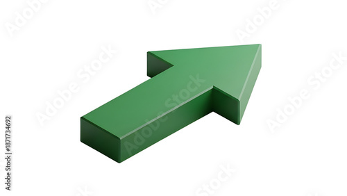 Bright green three dimensional arrow symbol showing upward trend and success concept isolated PNG with Transparent Background