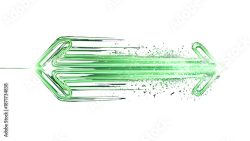 Futuristic green speed arrows showing fast data flow and digital connection concept isolated PNG with Transparent Background