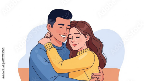 Loving couple embracing warmly expressing affection and connection perfect for romance relationship or lifestyle concepts