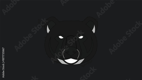 Mysterious black bear silhouette with glowing eyes on a dark background, a captivating image.
