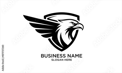 Majestic Eagle Head with Spread Wing Shield Logo Design.