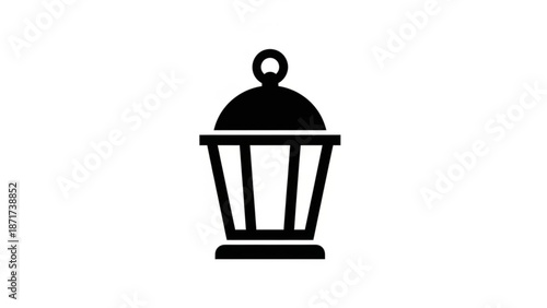 A black silhouette of a covered serving dish with a handle on a white background for food presentation in restaurants or catering services with covered dish