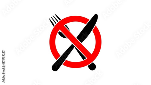 No eating or drinking allowed sign with crossed knife and fork with no drinking and prohibited and forbidden and symbol and dining prohibited