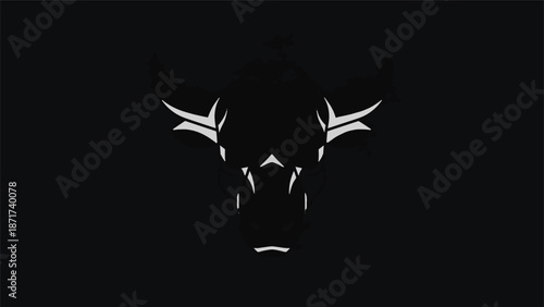 Mysterious silhouette of a horned creature, a striking black and white image.