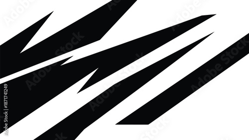 Abstract dynamic background featuring bold black and white diagonal sharp shapes suggesting speed and energetic movement for graphic design projects