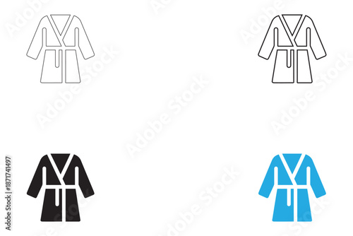 bathrobe icon vector set, spa wear bathrobe symbol vector, silhouette and line art