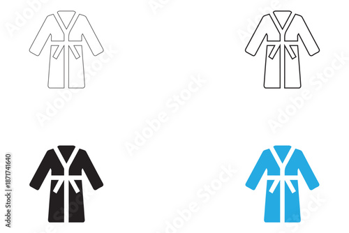 bathrobe icon vector set, spa wear bathrobe symbol vector, silhouette and line art
