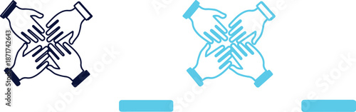 Two handshake icons in different colors on a for business concepts