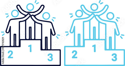 Two podium icons with people on winners stand