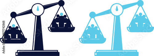 Scales of justice with one side weighing down the other in balance