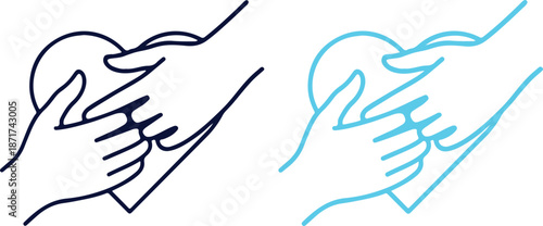 Vector illustration of two hands holding a heart in a loving gesture