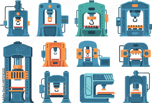 Hydraulic Presses Heavy Duty Industrial Machinery Vectors