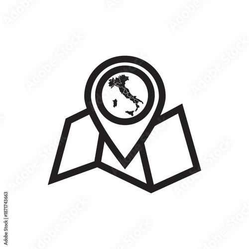 Simple map of Italy isolated on white background. Italian black sign logo vector illustration